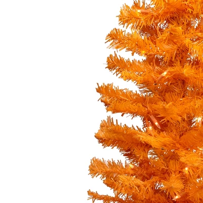Northlight Pre-Lit Medium Artificial Pine Christmas Tree - 3' - Orange - Clear Lights - Image 2