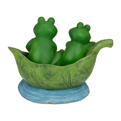 Northlight 10" Green Frogs In A Lily Pad Outdoor Garden Statue - Image 3