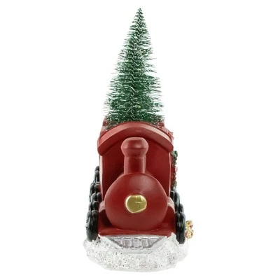 Northlight LED Lighted Frosted Trees In Train Christmas Decoration - 12" - Red And Gold - Image 4