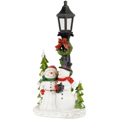 Northlight Glittered Snow Couple Under Lighted Street Lamp Christmas Decoration - 14" - Image 4