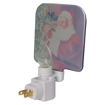 Northlight 6" Norman Rockwell 'Santa Trimming Tree' Glass Christmas Night Light - Image 2