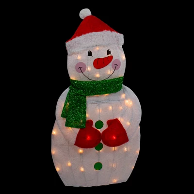 Northlight 32" Lighted 2D Chenille Snowman With Scarf Outdoor Christmas Decoration - Image 2