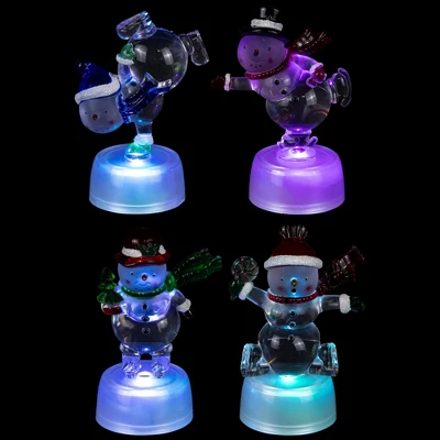 Northlight LED Lighted Color Changing Snowmen Acrylic Christmas Decorations - 4.25" - Set Of 4 - Image 4