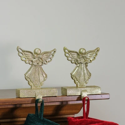 Northlight Angel Glittered Christmas Stocking Holders - 5.5" - Gold - Set Of 2 - Image 6