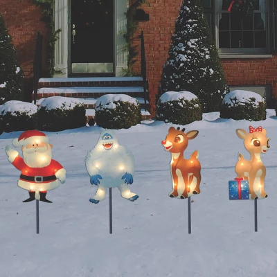 Northlight Set Of 4 Lighted Rudolph And Friends Christmas Pathway Markers - Clear Lights
