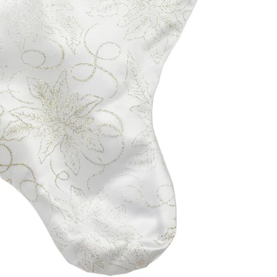 Northlight 20.5" White And Gold Glitter Poinsettia Christmas Stocking - Image 4