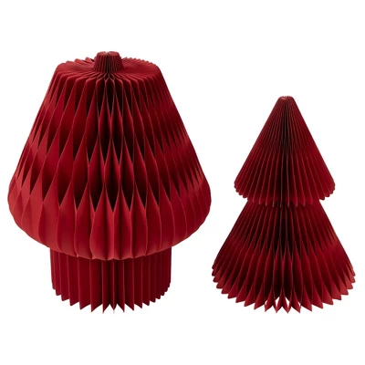 Northlight Tall Foldable Accordion Honeycomb Paper Christmas Tree - 4' - Red - Image 4