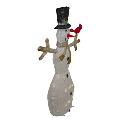 Northlight 49" White And Black LED Lighted Snowman With Top Hat Christmas Outdoor Decoration - Image 3