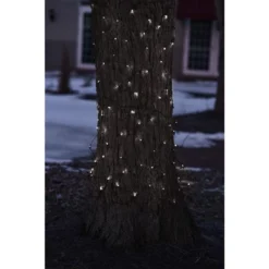 Northlight Net Style LED Tree Trunk Wrap Christmas Lights - 2' X 8' - Pure White - Brown Wire