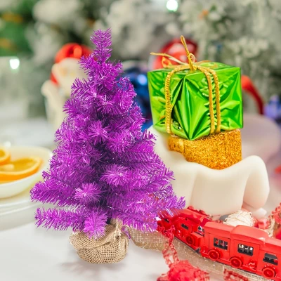 Northlight Pine Christmas Tree In Natural Jute Base - 18" - Boysenberry Purple - Unlit - Image 2