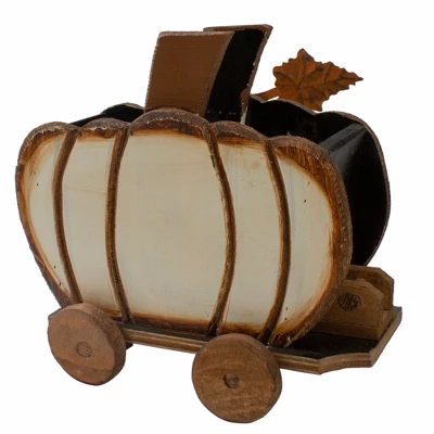 Northlight 10.5" Fall Harvest Wooden Pumpkin Cart Tabletop Decoration - Image 3