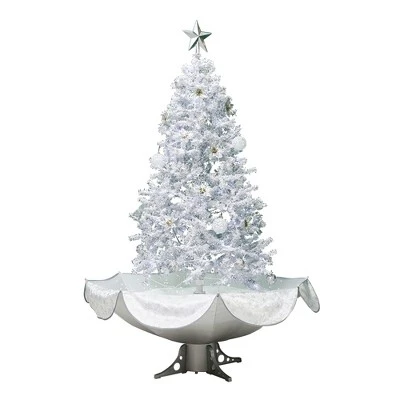 Northlight Lighted Musical Snowing Artificial White Tinsel Christmas Tree - 6' - White LED Lights