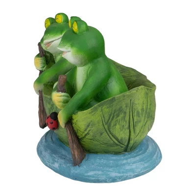 Northlight 10" Green Frogs In A Lily Pad Outdoor Garden Statue - Image 4