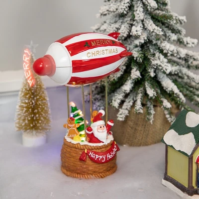Northlight Musical And Animated Blimp And Santa Christmas Decoration - 8.5" - Red And White