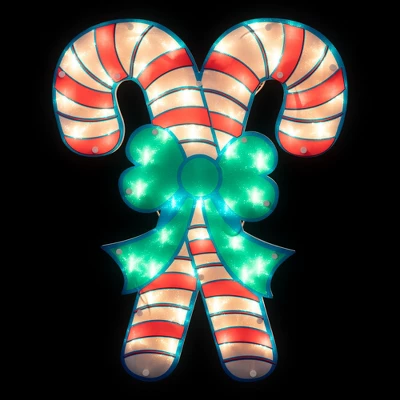 Northlight 18.5" Lighted Double Candy Cane Christmas Window Silhouette