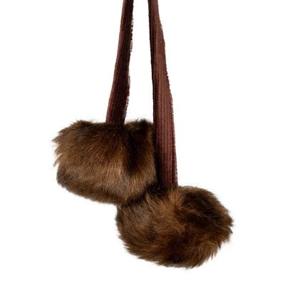 Northlight Mink Faux Fur Christmas Stocking With Pom Poms - 20.5" - Brown - Image 4