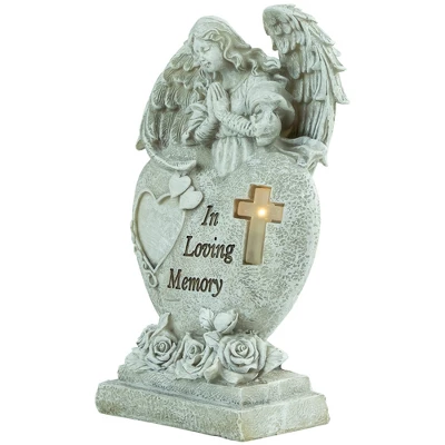 Northlight 10" Solar LED Lighted Praying Angel "In Loving Memory" Outdoor Garden Statue - Image 3