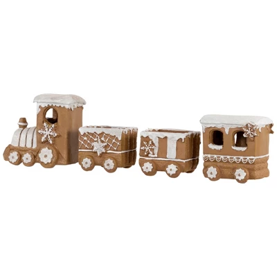 Northlight Frosted Snowflake Gingerbread Train Christmas Decoration - 5.5" - 4-Piece - Image 3