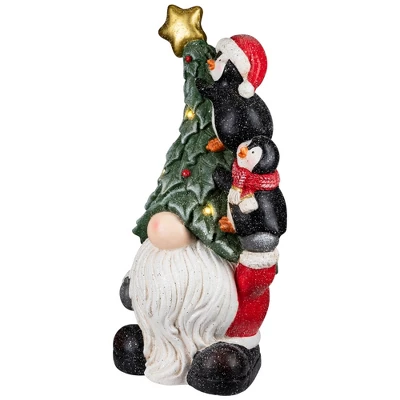 Northlight Lighted Gnome With Penguins Christmas Decoration -17" - Clear LED Lights - Image 4