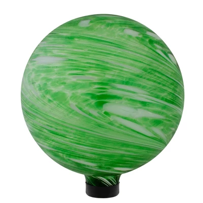 Northlight 10" Green And White Swirls Outdoor Garden Gazing Ball - Image 2