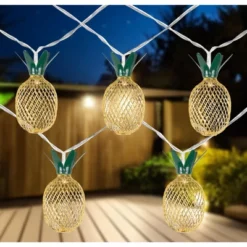 Northlight 10 B/O LED Warm White Gold Pineapple String Lights - 3' Clear Wire