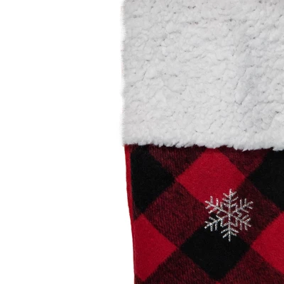 Northlight 20.5" Red And Black Plaid Christmas Stocking With A Vintage Truck