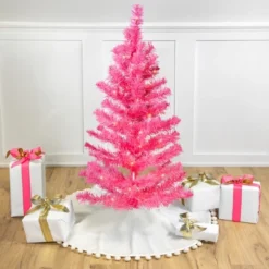 Northlight Pre-Lit Tinsel Artificial Christmas Tree - 3' - Pink - Clear Lights
