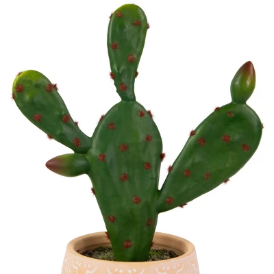 Northlight Real Touch™ Artificial Green And Red Potted Floral Cactus 9.5" - Image 3