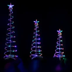 Northlight LED Lighted Spiral Outdoor Christmas Trees - 3' 4' And 6' - Multicolor - Set Of 3