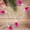 Northlight 25 Count Pink LED C9 Christmas Lights, 16 Ft White Wire