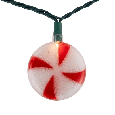 Northlight 10-Count Peppermint Candies Christmas Lights - 6ft Green Wire - Image 4