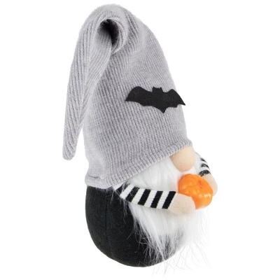 Northlight 9.5" Black And Gray Standing Gnome With Pumpkin Halloween Decoration - Image 2
