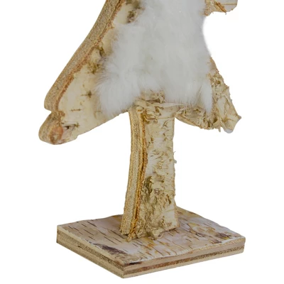 Northlight Wooden Tree With Faux Fur Christmas Decoration - 13.5" - Brown And White - Image 5