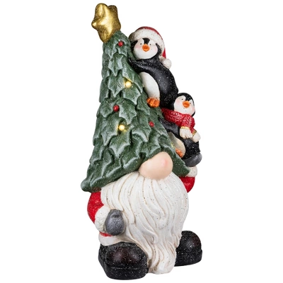 Northlight Lighted Gnome With Penguins Christmas Decoration -17" - Clear LED Lights - Image 3