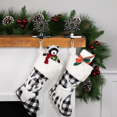 Northlight Set Of 2 Solid Silver Snowflake Cutout Christmas Metal Stocking Holders 6.5" - Image 5