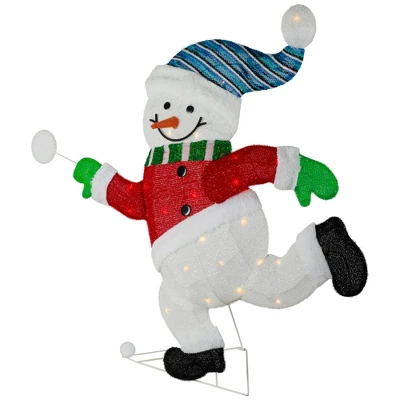 Northlight Lighted Snowman With Snowball Outdoor Christmas Decoration - 36.25" - Clear Lights - Image 4