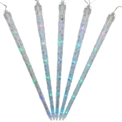Northlight LED Color Changing Cascading Icicle Christmas Light Tubes - Multicolor - 13' Clear Wire - 5ct