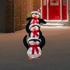 Northlight 41" Lighted Stacked Penguin Family Outdoor Christmas Decoration