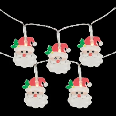 Northlight LED Micro Santa Claus Christmas Light Set - 8" Clear Wire - 10ct - Image 2