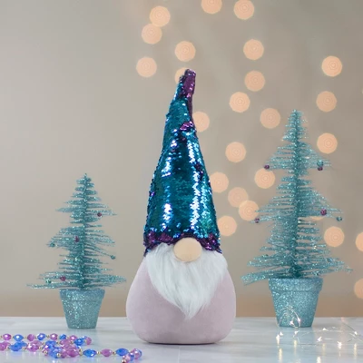 Northlight Gnome With Flip Sequin Hat Christmas Decoration - 17.5" - Purple And Blue - Image 2