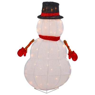 Northlight 32" Lighted 3D Chenille Snowman In Top Hat Outdoor Christmas Decoration - Image 5