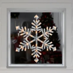 Northlight 15.5" White Lighted Snowflake Christmas Outdoor Window Silhouette