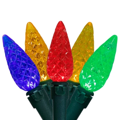 Northlight LED C6 Faceted Christmas Lights - Multicolor - 15.75β Green Wire - 50ct