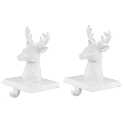 Northlight Set Of 2 White Reindeer Head Christmas Stocking Holders 5.75" - Image 3