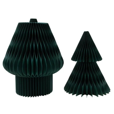 Northlight Tall Accordion Honeycomb Foldable Paper Christmas Tree - 4' - Dark Green - Image 3