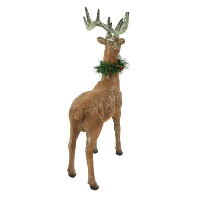 Northlight Standing Glittered Reindeer With Pine Neck Wreath Christmas Decoration - 15.5" - Image 4