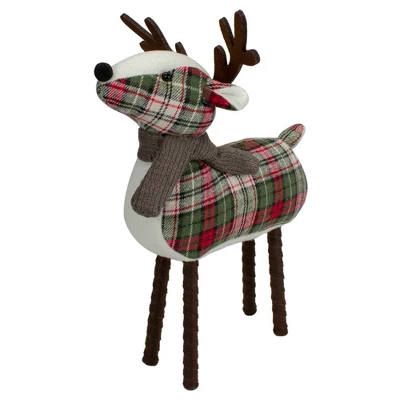 Northlight Standing Plaid Reindeer Christmas Decoration - 13.5" - Red, Green And Brown - Image 2