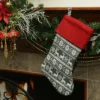 Northlight 19" Festive Grey, White And Red Snowflakes & Reindeer Knit Christmas Stocking