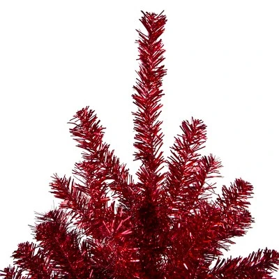 Northlight 6' Metallic Red Tinsel Artificial Christmas Tree - Unlit - Image 2