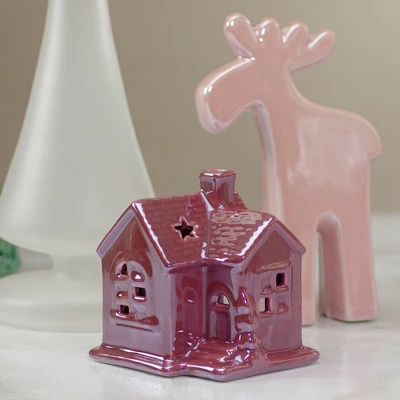 Northlight Ceramic House With Star Cutouts Christmas Decoration - 4"
